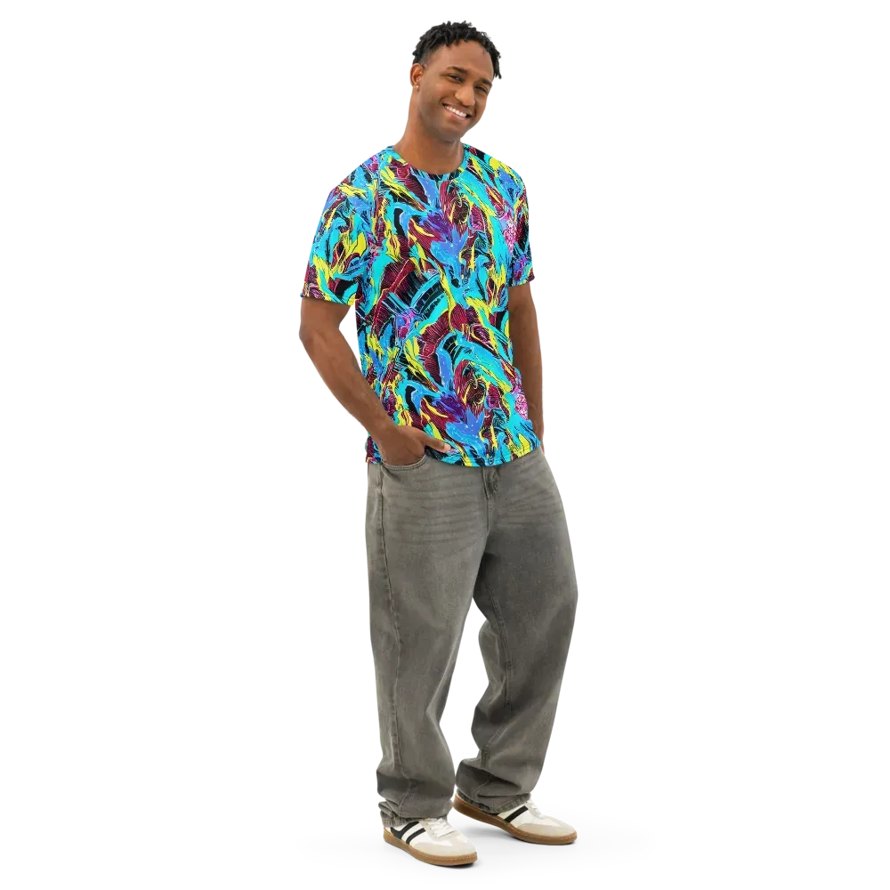 Chromatic Flora on Men's Cotton Crew Neck T-Shirt — Right Front