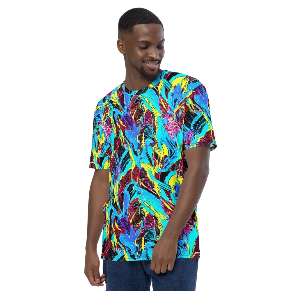 Chromatic Flora on Men's Crew Neck T-Shirt — Left