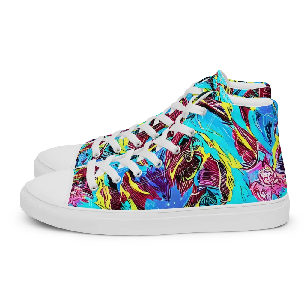 Chromatic Flora on Men's High Top Canvas Shoes — Left