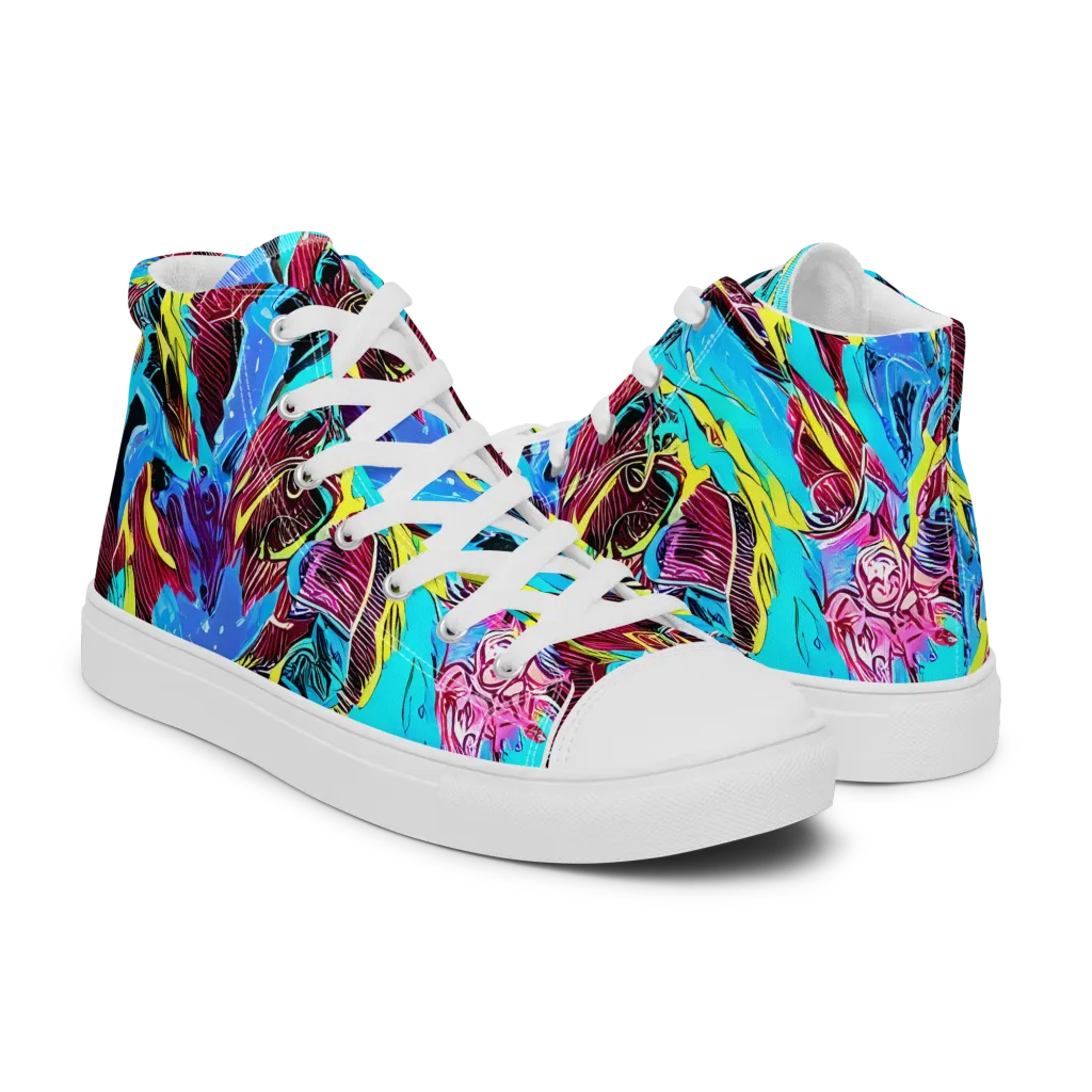 Chromatic Flora on Men's High Top Canvas Shoes — Right
