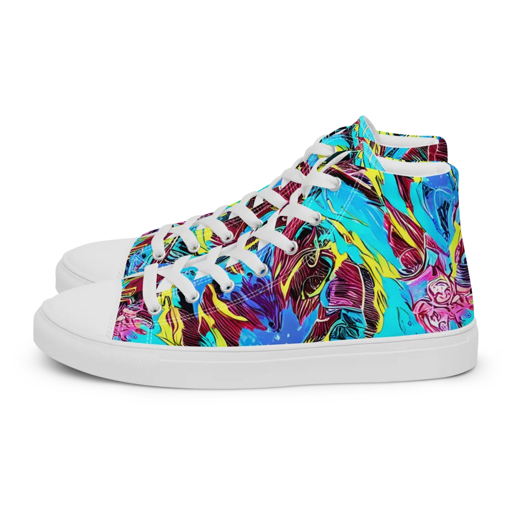 Chromatic Flora on Women's High Top Canvas Shoes — Left