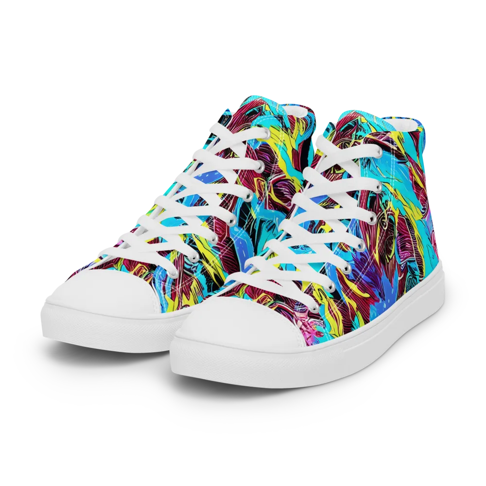 Chromatic Flora on Women's High Top Canvas Shoes — Left Front