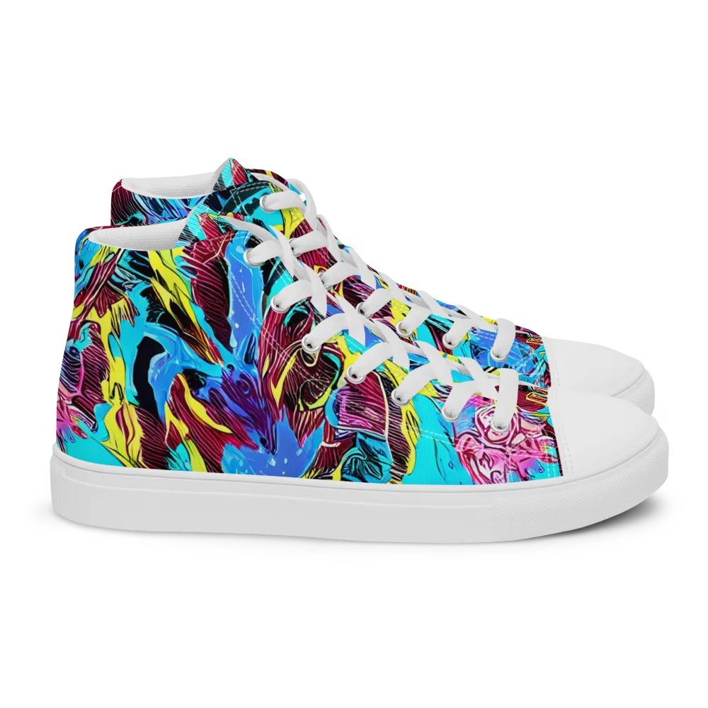 Chromatic Flora on Women's High Top Canvas Shoes — Right