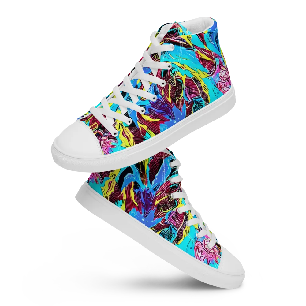 Chromatic Flora on Women's High Top Canvas Shoes — Front