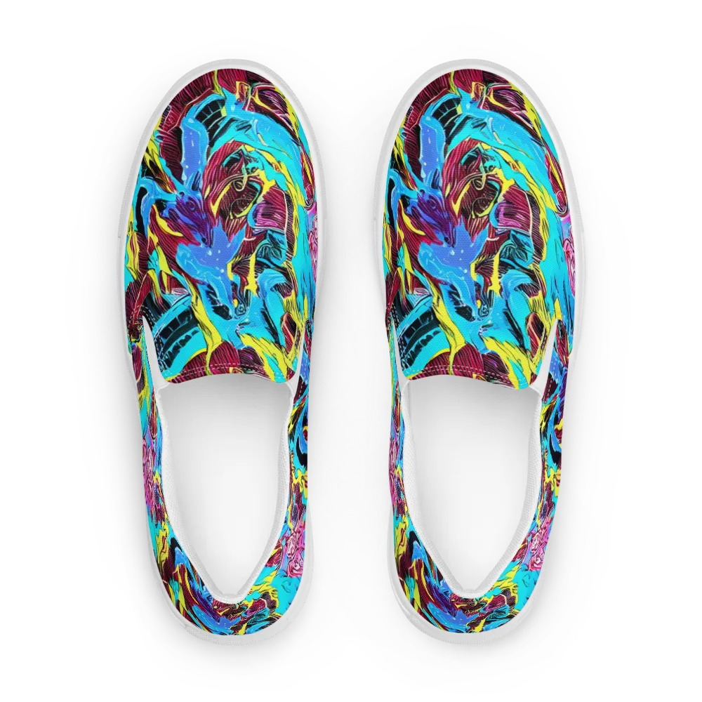 Chromatic Flora on Men's Slip-On Canvas Shoes — Front