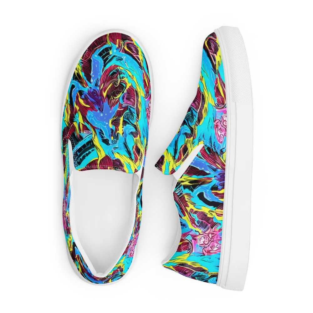 Chromatic Flora on Men's Slip-On Canvas Shoes — Front