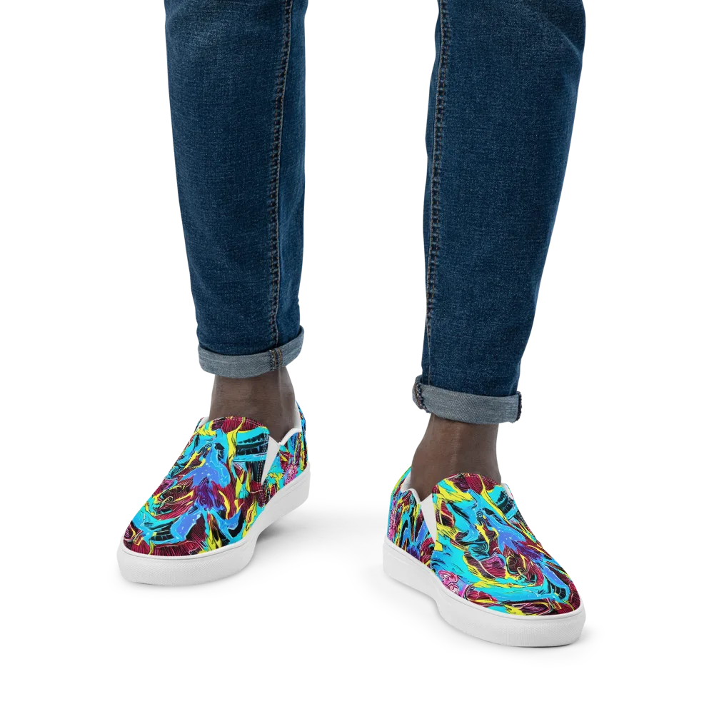 Chromatic Flora on Men's Slip-On Canvas Shoes — Front