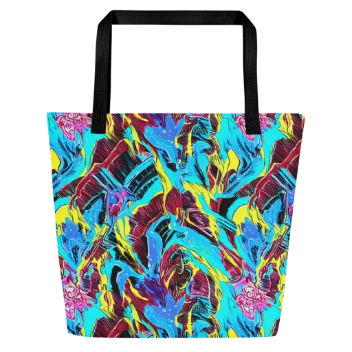 Chromatic Flora on a Large Tote Bag W/ Pocket