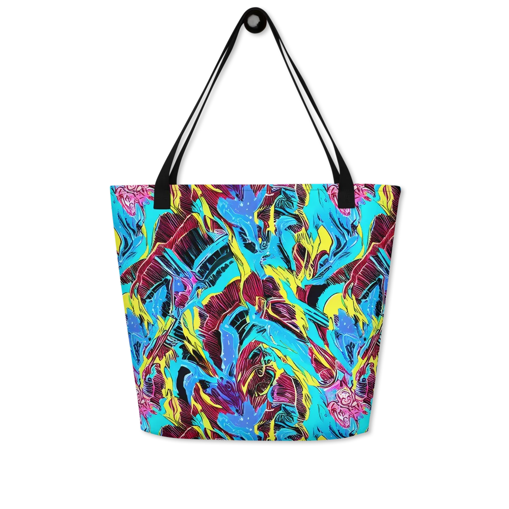 Chromatic Flora on Large Tote Bag W/ Pocket — Front