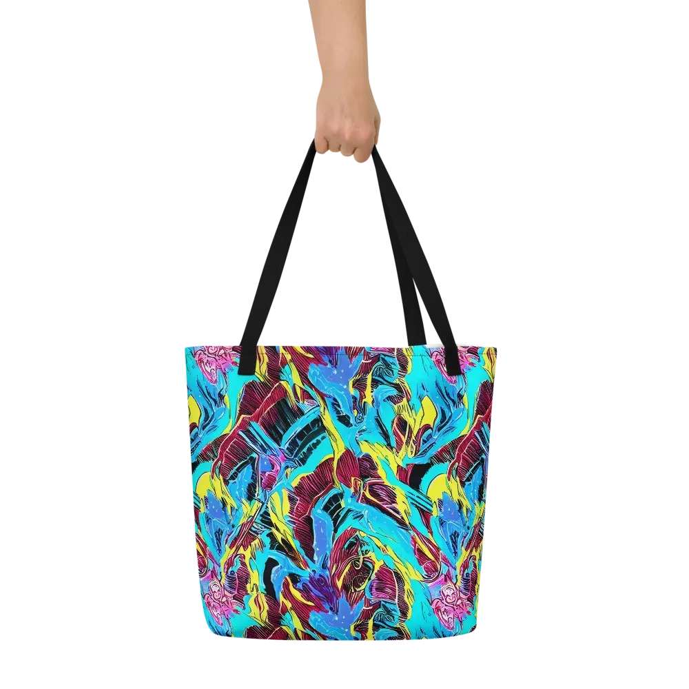 Chromatic Flora on Large Tote Bag W/ Pocket — Front