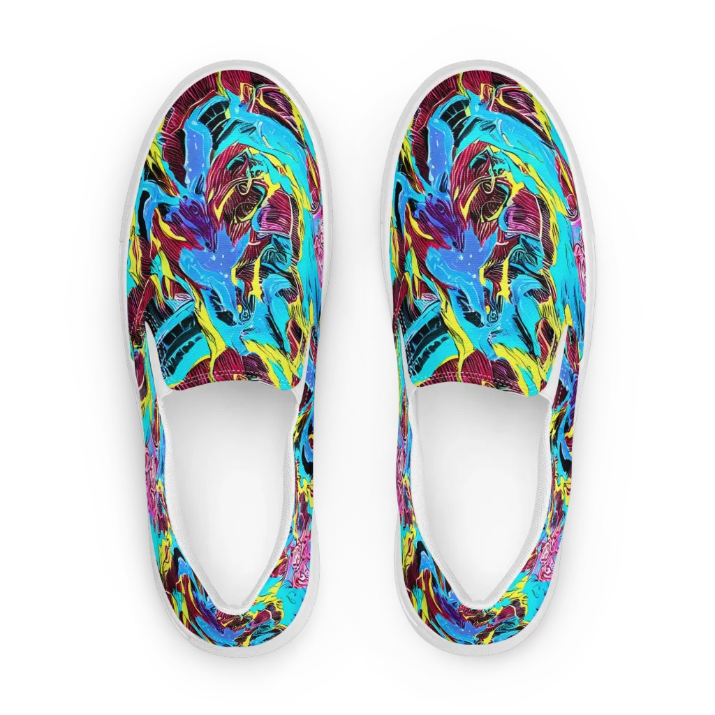 Chromatic Flora on Women's Slip-On Canvas Shoes — Front