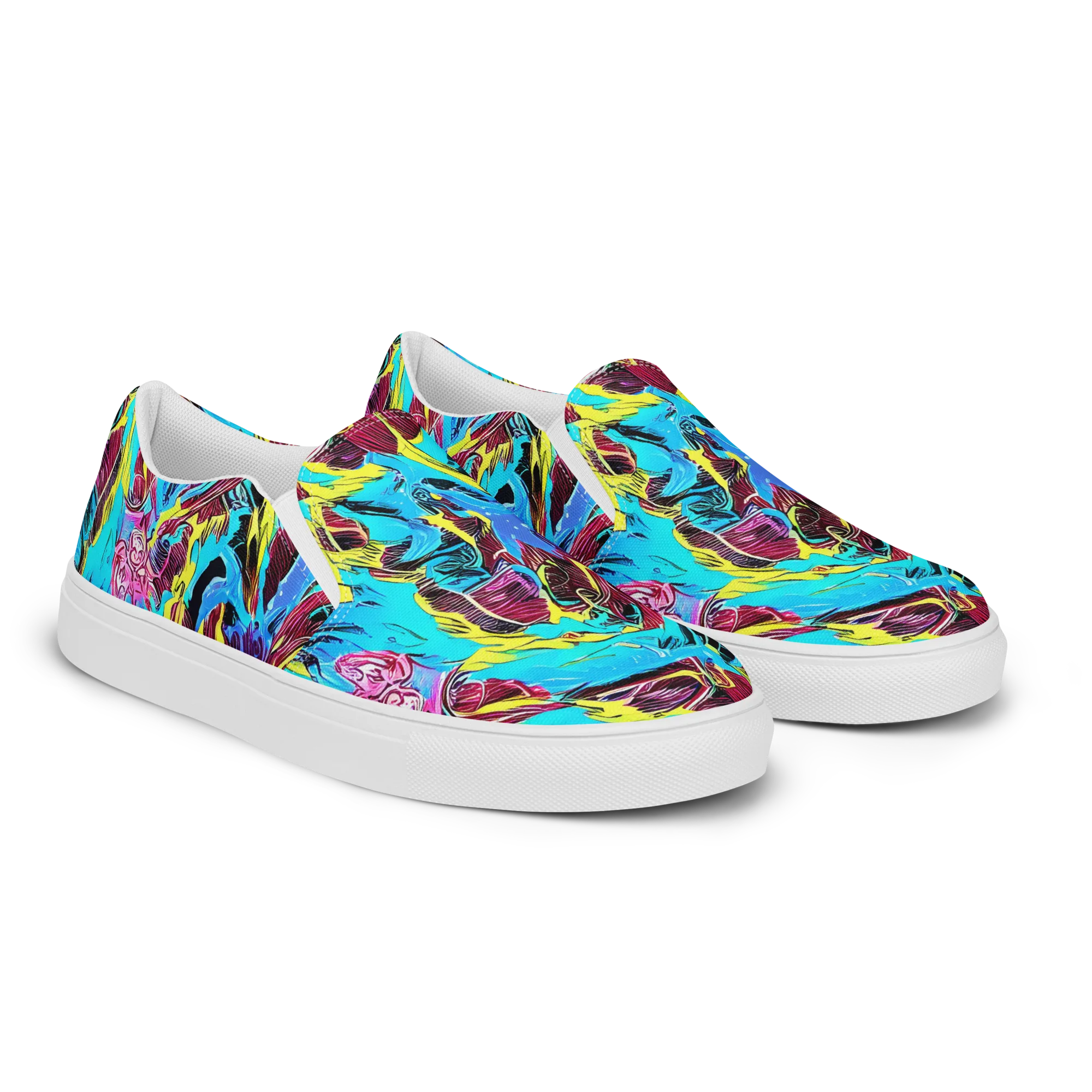 Chromatic Flora on Women's Slip-On Canvas Shoes — Right Front