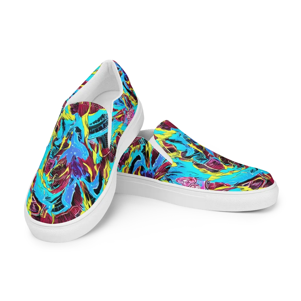 Chromatic Flora on Women's Slip-On Canvas Shoes — Left Front