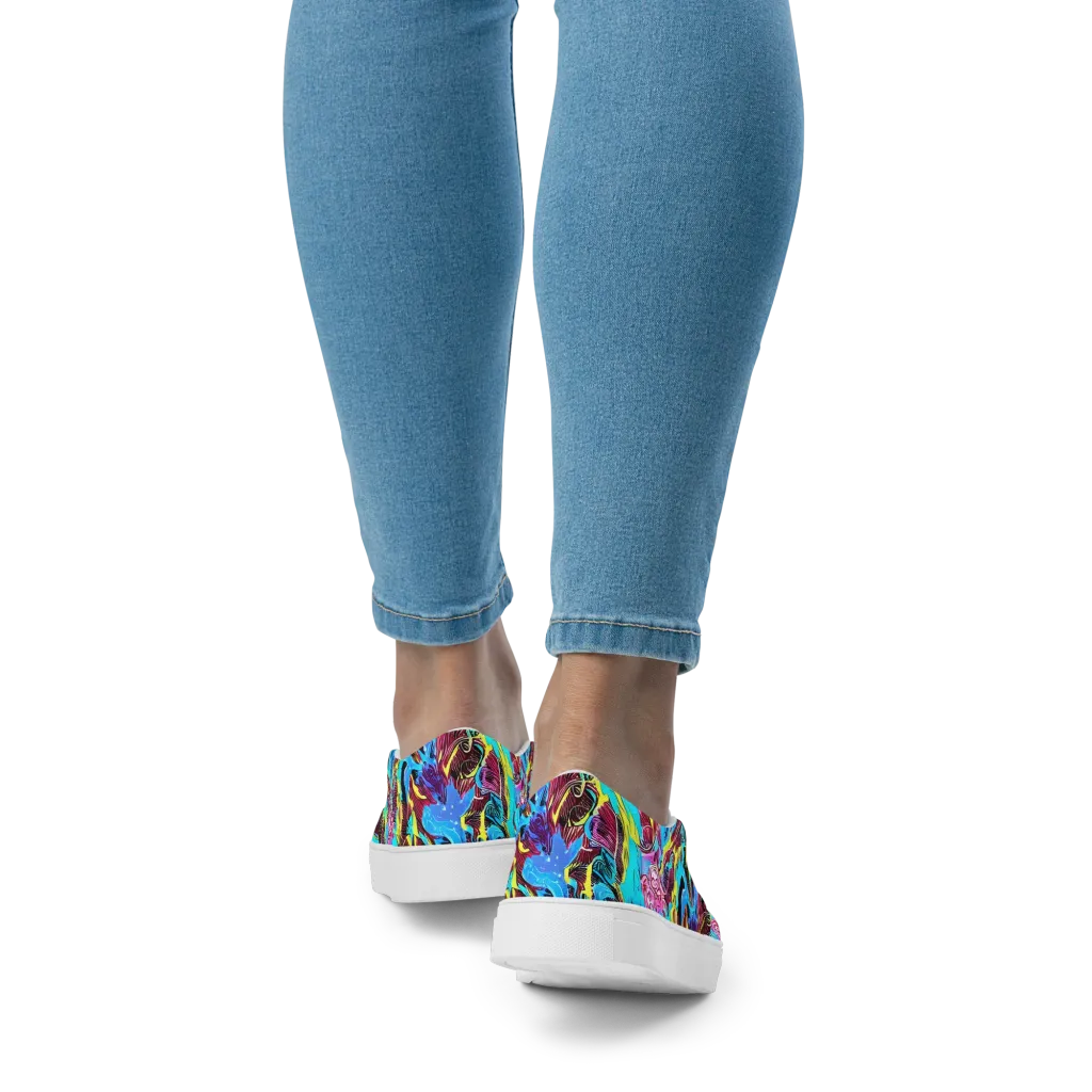 Chromatic Flora on Women's Slip-On Canvas Shoes — Back