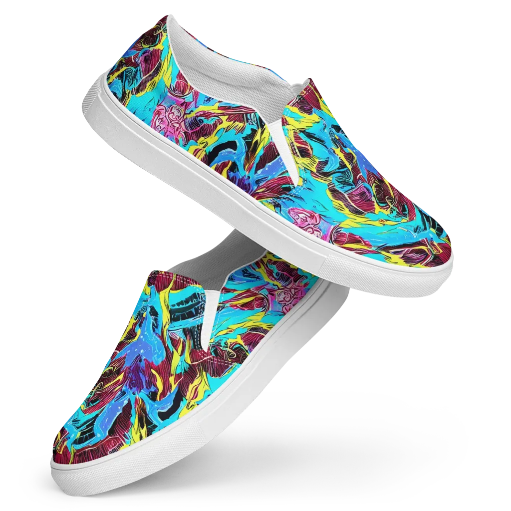 Chromatic Flora on Women's Slip-On Canvas Shoes — Front