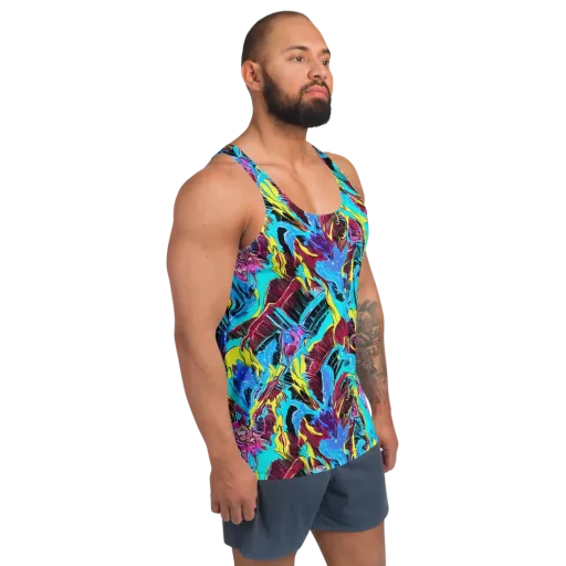 Chromatic Flora on a Men's Tank Top