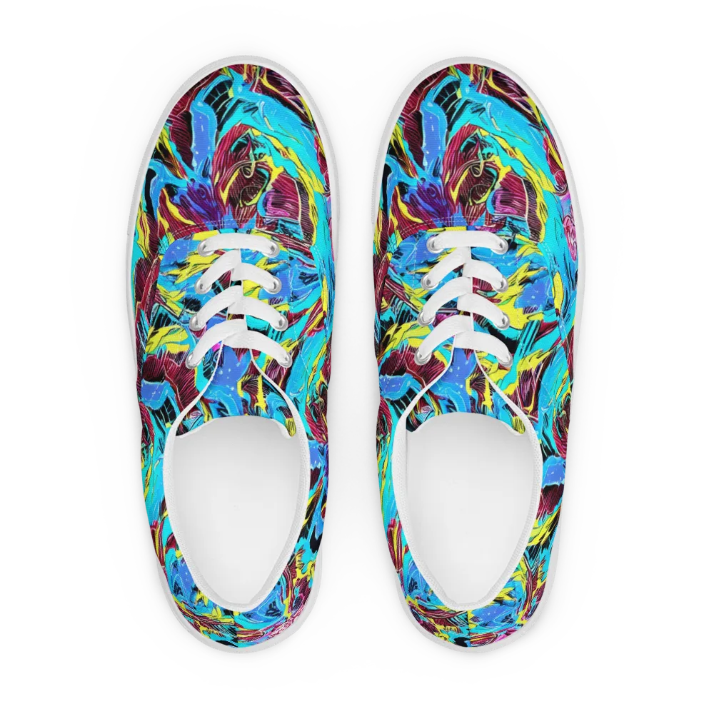 Chromatic Flora on Men's Lace-Up Canvas Shoes — Front