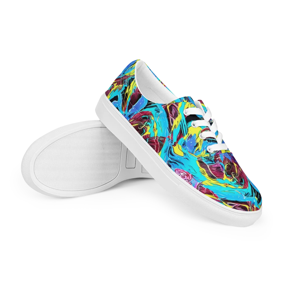 Chromatic Flora on Men's Lace-Up Canvas Shoes — Right Front