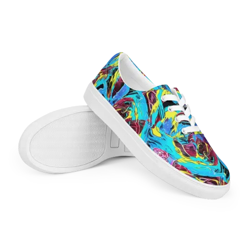 Chromatic Flora on a Men's Lace-Up Canvas Shoes