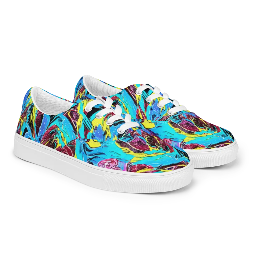Chromatic Flora on Men's Lace-Up Canvas Shoes — Right Front