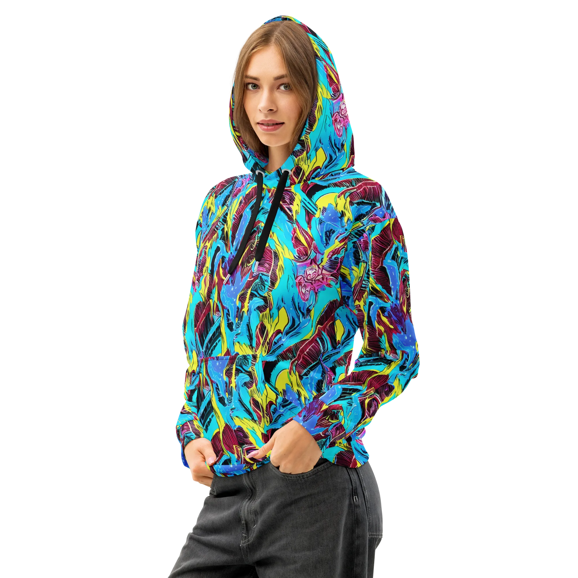 Chromatic Flora on Cotton Hoodie — Left Front