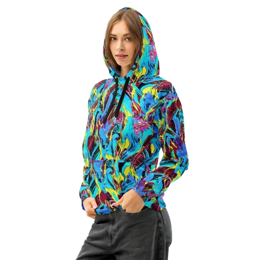 Chromatic Flora on a Cotton Hoodie