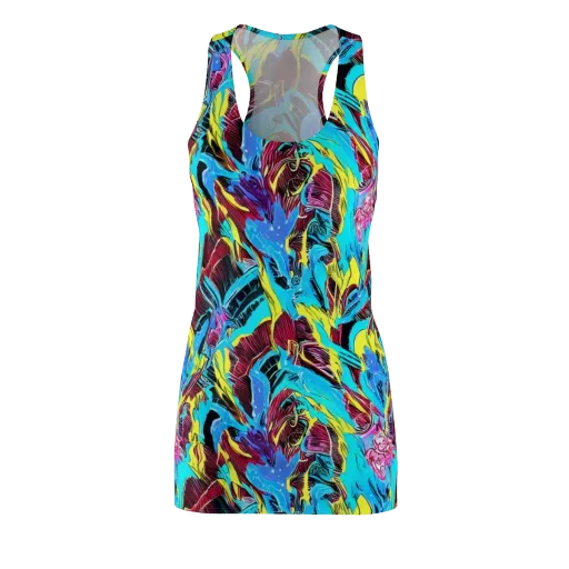 Chromatic Flora on a Racerback Dress