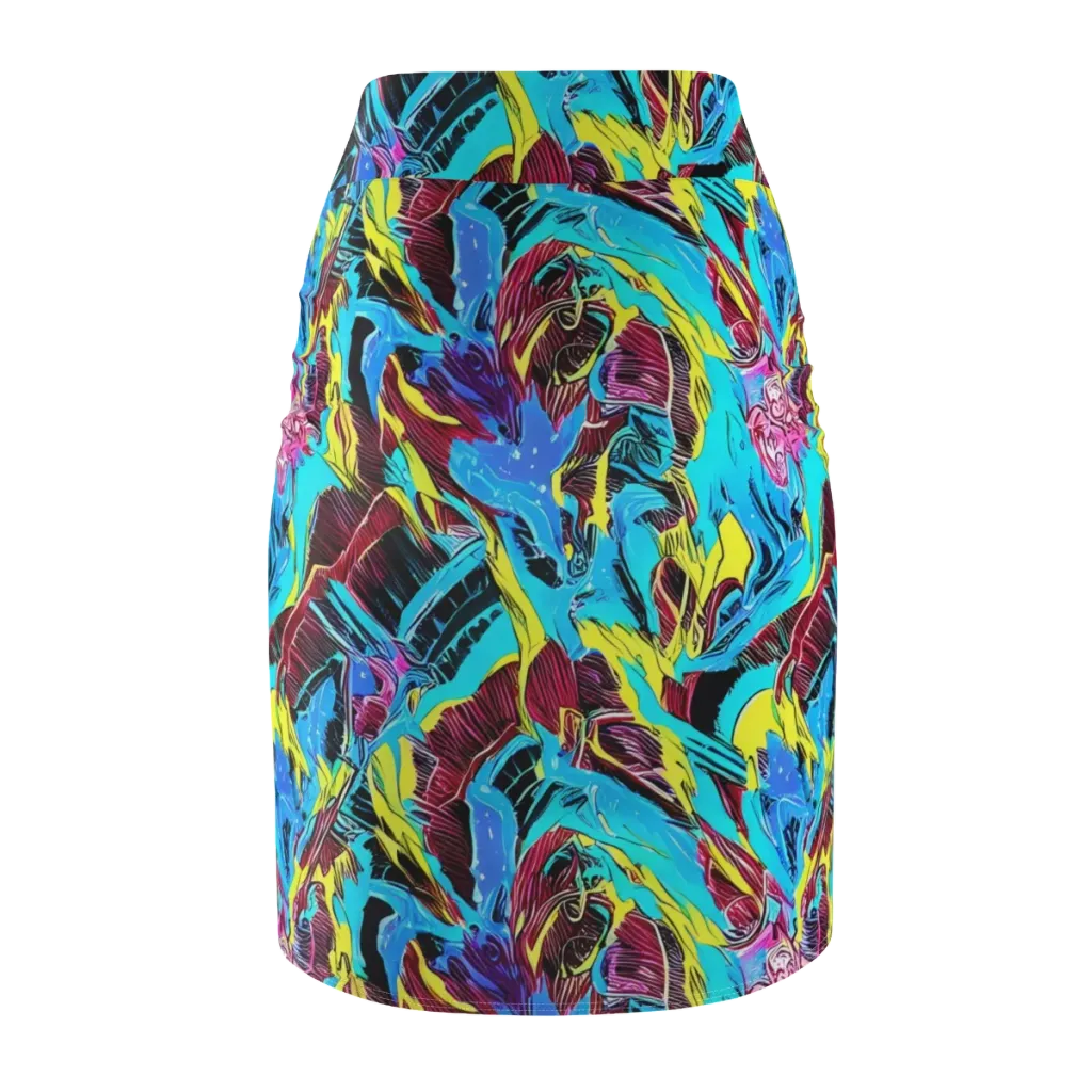 Chromatic Flora on Pencil Skirt — Back
