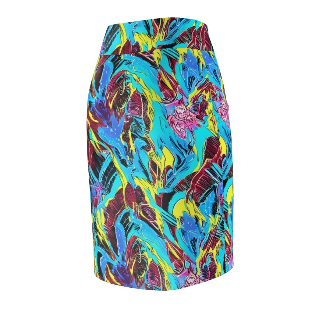 Chromatic Flora on Pencil Skirt — Back Side