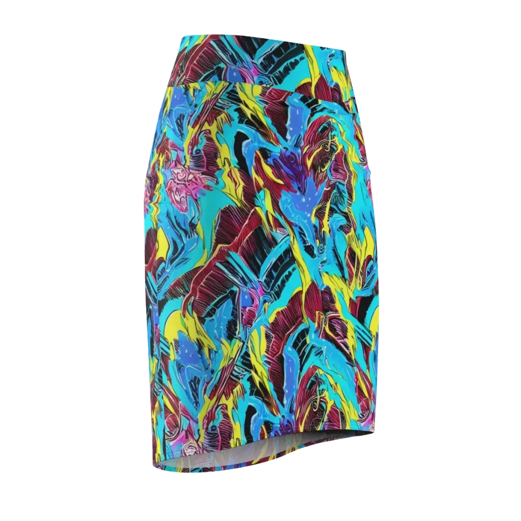 Chromatic Flora on Pencil Skirt — Front Side
