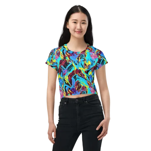 Chromatic Flora on a Crop Tee