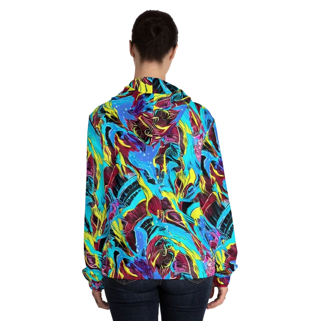 Chromatic Flora on Women's Full-Zip Hoodie — Back On Person