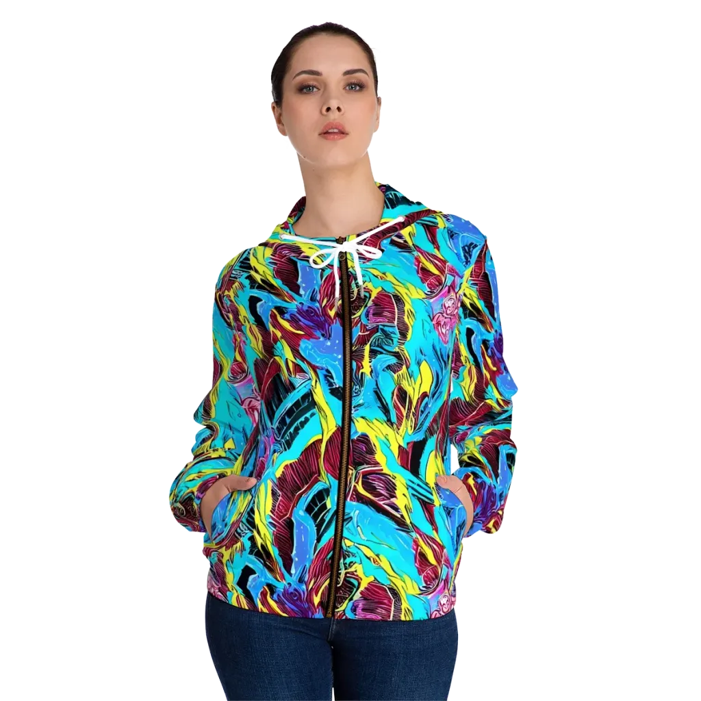 Chromatic Flora on Women's Full-Zip Hoodie — Front On Person