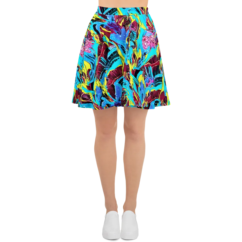 Chromatic Flora on Skater Skirt — Front