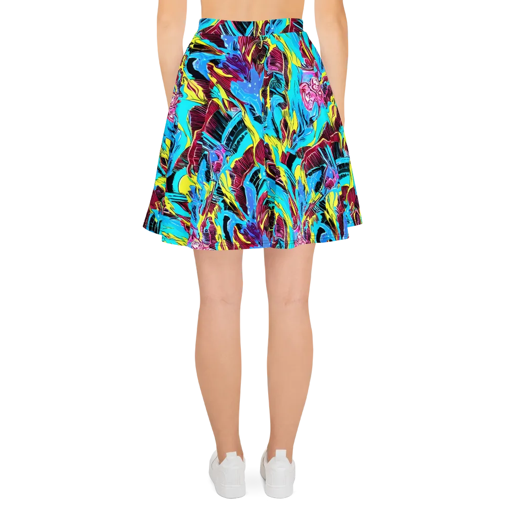 Chromatic Flora on Skater Skirt — Back
