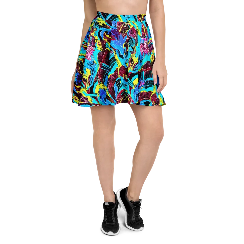 Chromatic Flora on Skater Skirt — Front