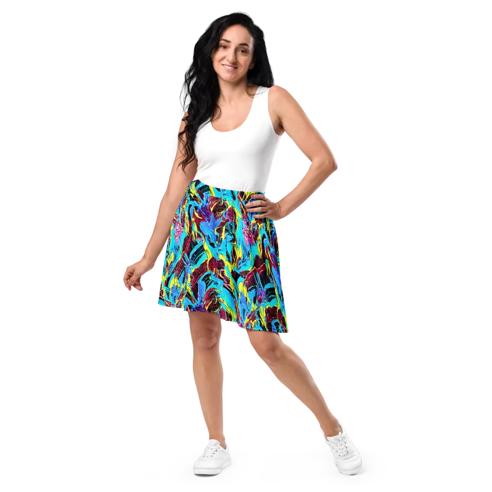 Chromatic Flora on Skater Skirt — Front