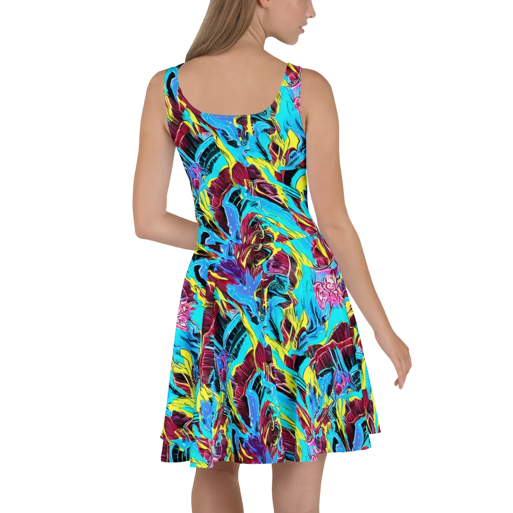 Chromatic Flora on Skater Dress — Back