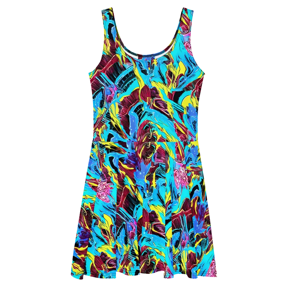 Chromatic Flora on Skater Dress — Front