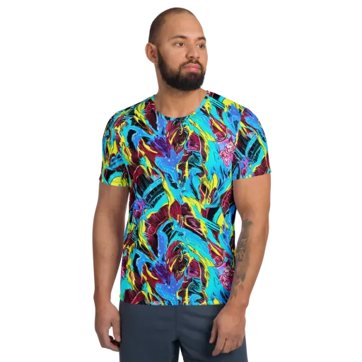 Chromatic Flora on a Men's Athletic T-Shirt