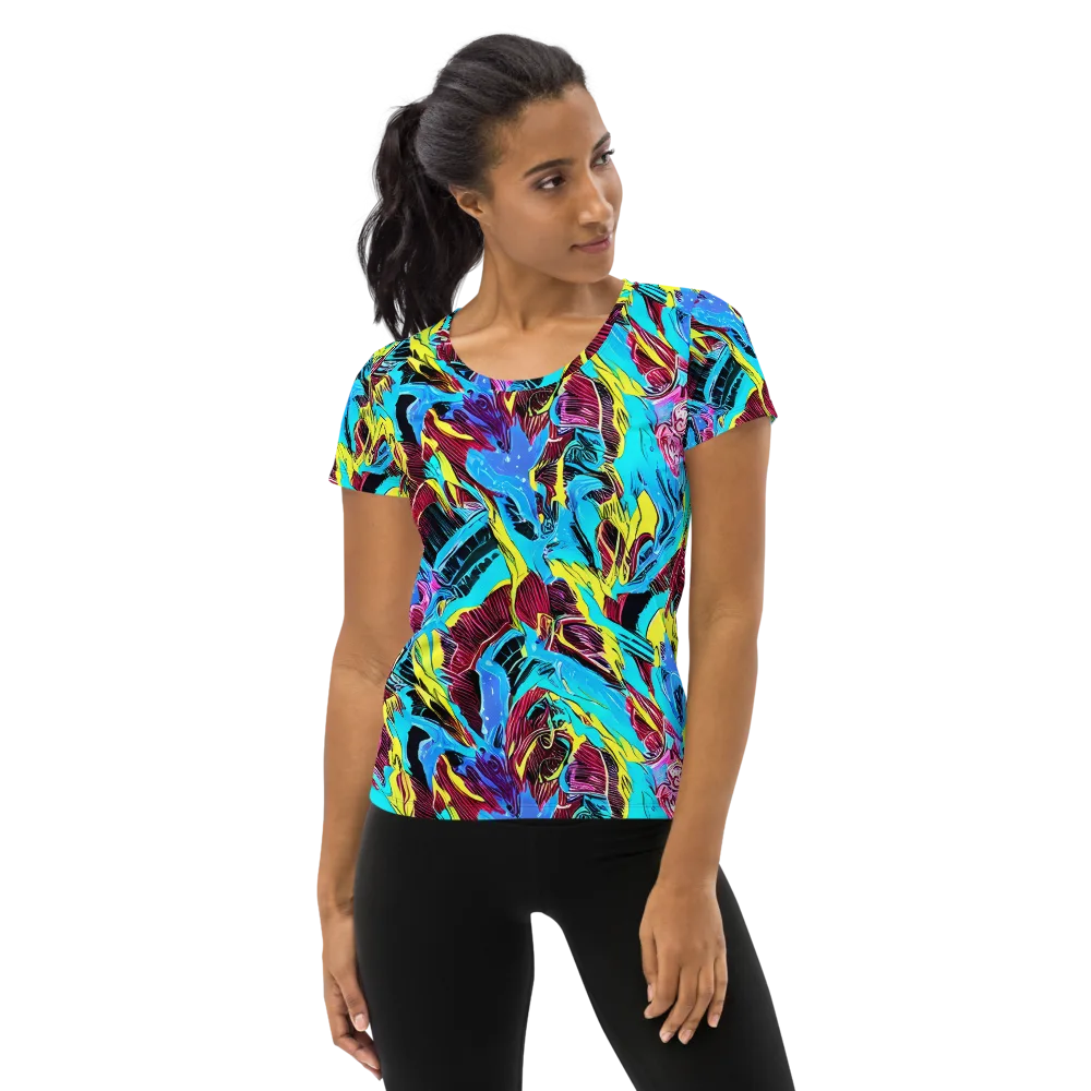Chromatic Flora on Women's Athletic T-Shirt — Front