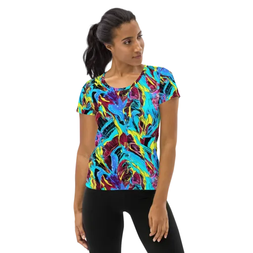 Chromatic Flora on a Women's Athletic T-Shirt