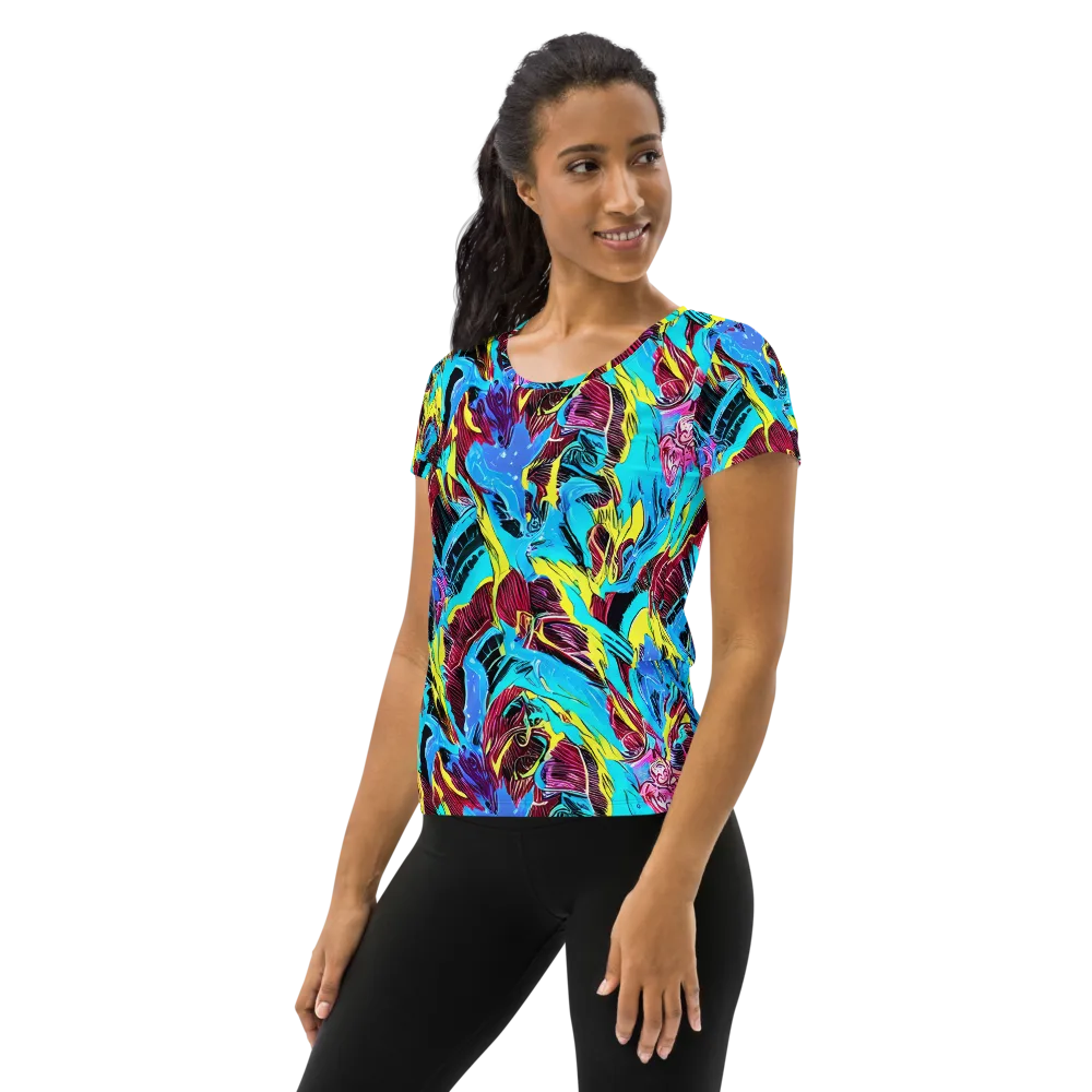 Chromatic Flora on Women's Athletic T-Shirt — Left