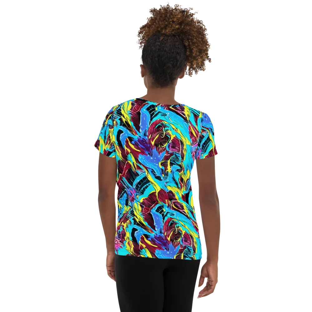 Chromatic Flora on Women's Athletic T-Shirt — Back