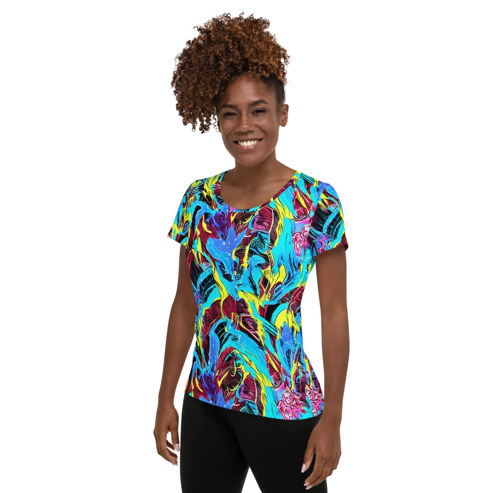 Chromatic Flora on Women's Athletic T-Shirt — Left