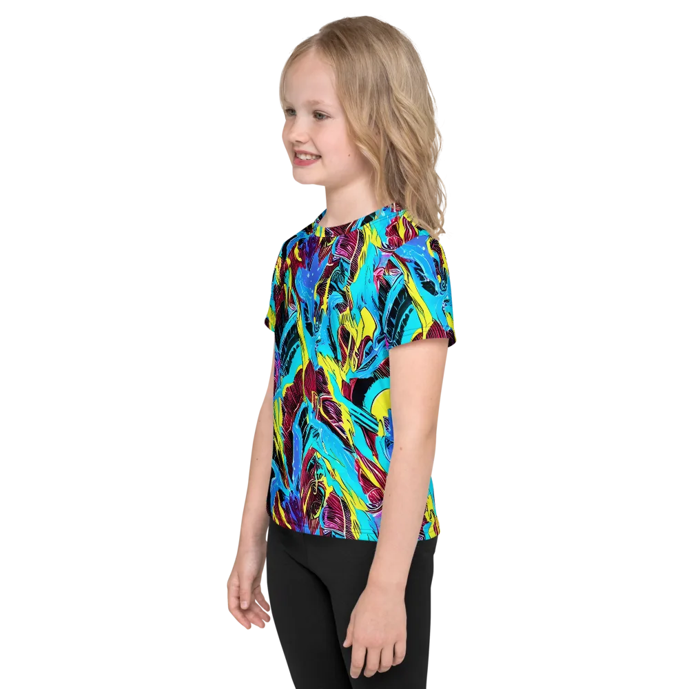 Chromatic Flora on Kids Crew Neck T-Shirt — Left