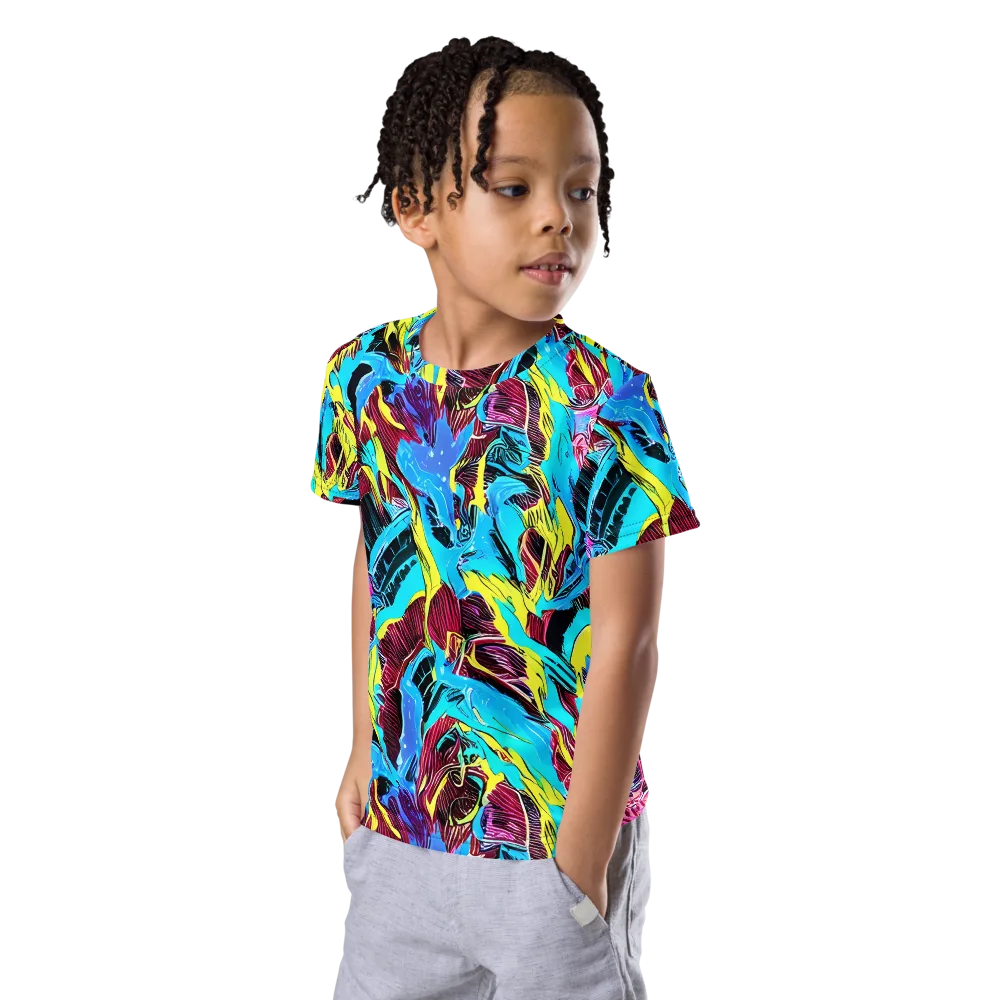 Chromatic Flora on Kids Crew Neck T-Shirt — Left Front