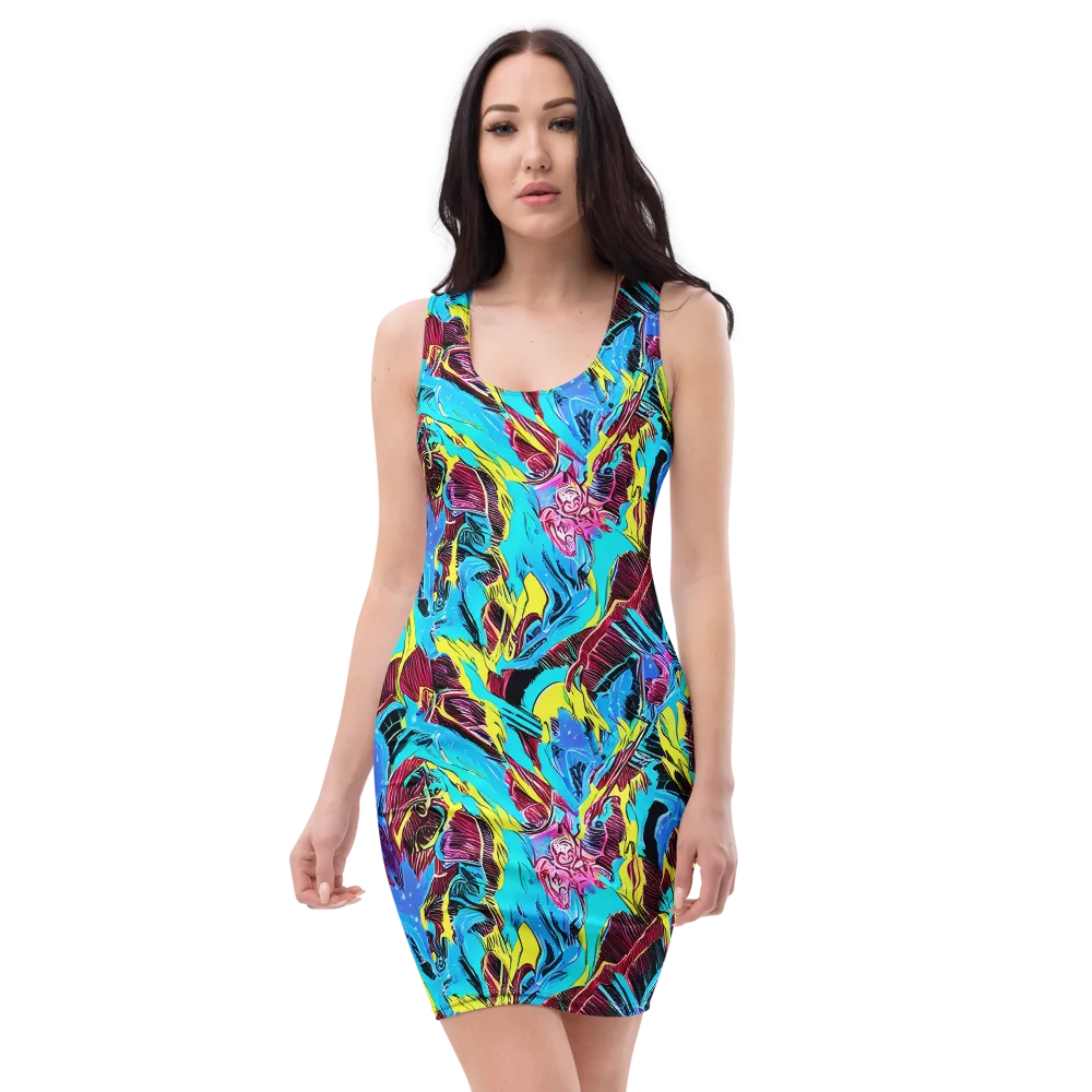 Chromatic Flora on Bodycon Dress — Front