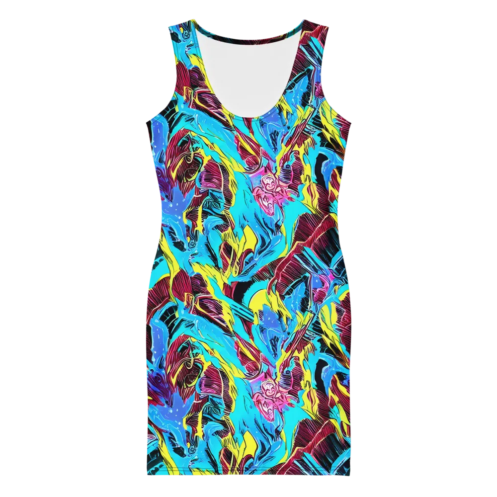 Chromatic Flora on Bodycon Dress — Front