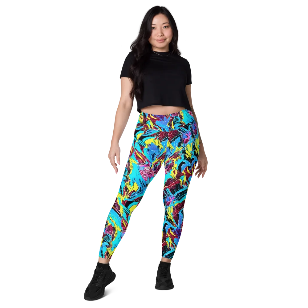 Chromatic Flora on Leggings with Pockets — Front